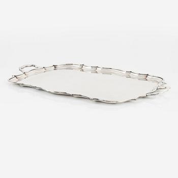 A silver plated tray, 20th Century.