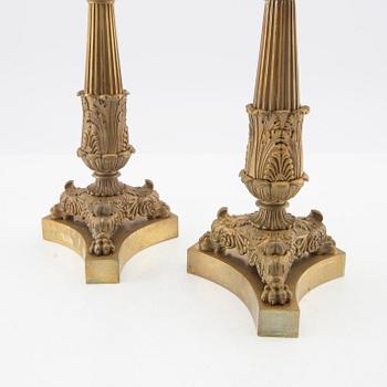 Candlesticks, a pair in Empire style, late 19th century.