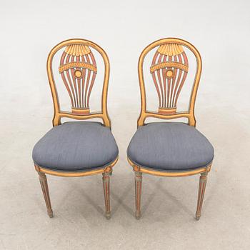 Chairs, 1 pair, Italian Louis XVI style, 20th century.