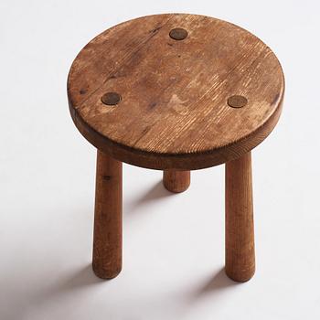 Axel Einar Hjorth, a stained pine 'Skoga' stool, Nordiska Kompaniet, Sweden 1930s.