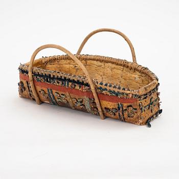 A Swedish folk art baptistal basket, Dalarna, late 19th century.
