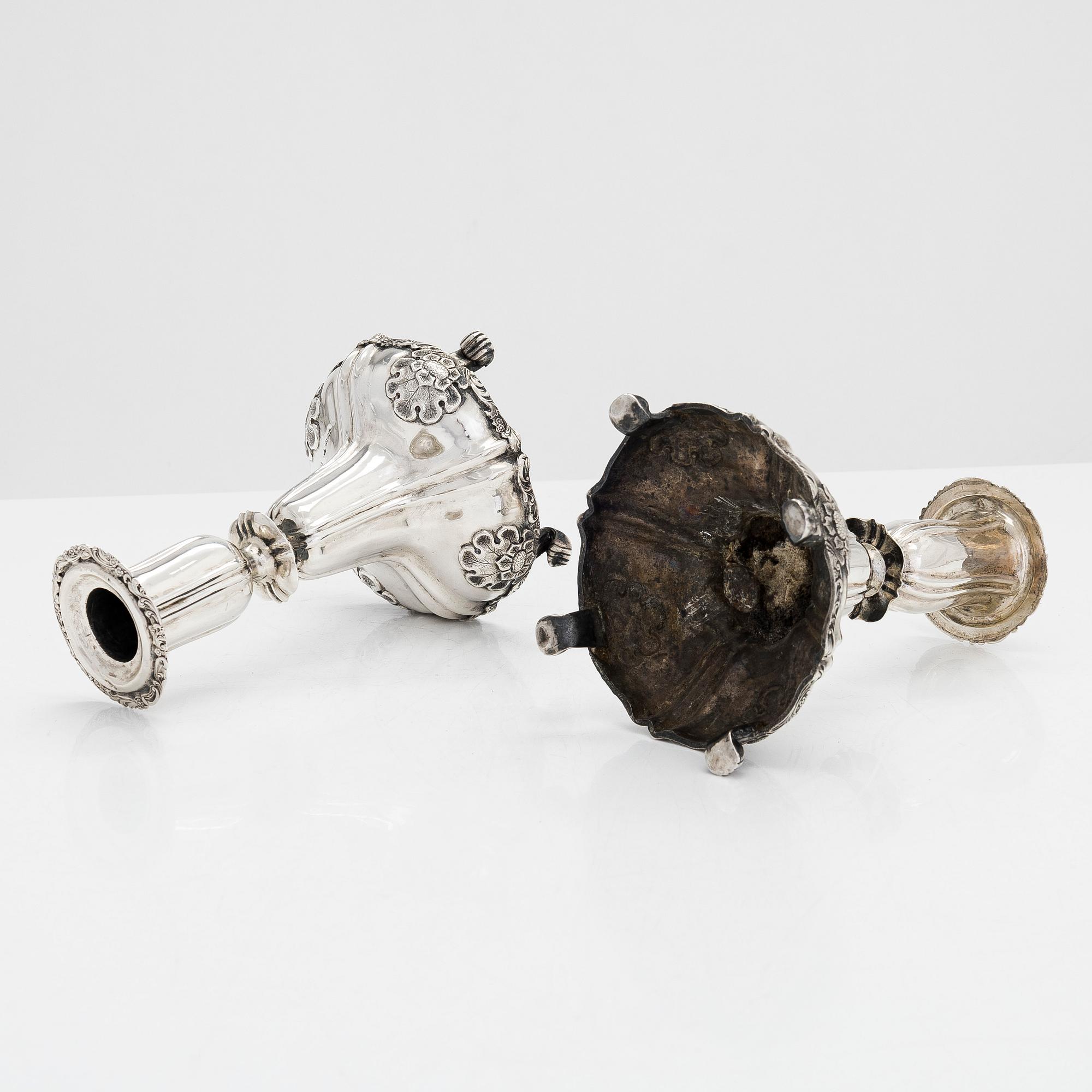 Matts Golin, ljusstakar, ett par, silver, Viborg 1851.