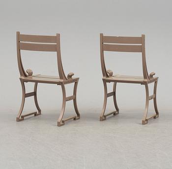 A pair of late 20th century garden chairs, "Sneckan", Folke Bensow, Byarums Bruk.