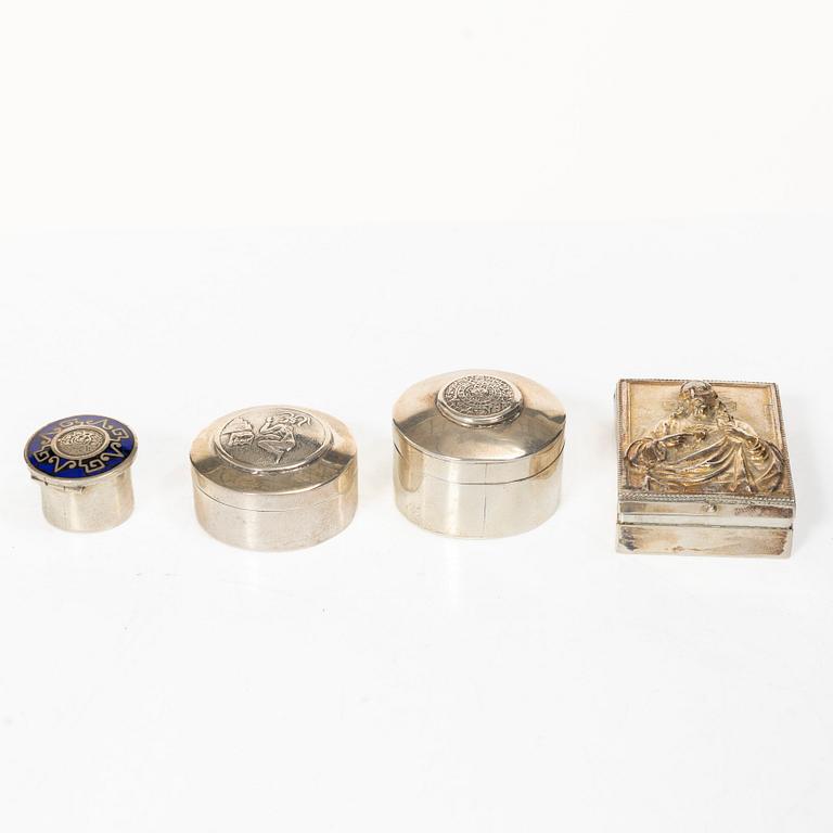 Boxes, 8 pcs, silver, 20th century, including Mexico.
