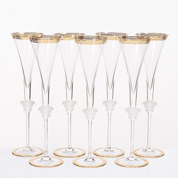 Versace, seven 'Medusa' champagne flutes, Rosenthal, Germany.