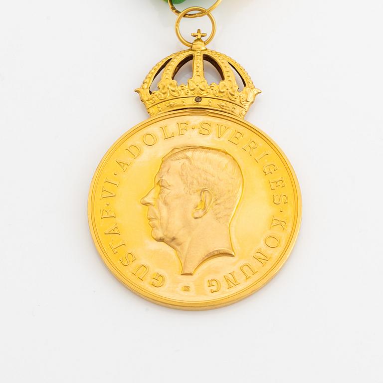 Medalj, 18 k guld, 12:e storleken, Kungliga Patriotiska Sällskapet.