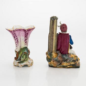 A mid-19th century porcelain vase, Miklashevskij porcelain factory, and a figurine, unknown manufacturer.