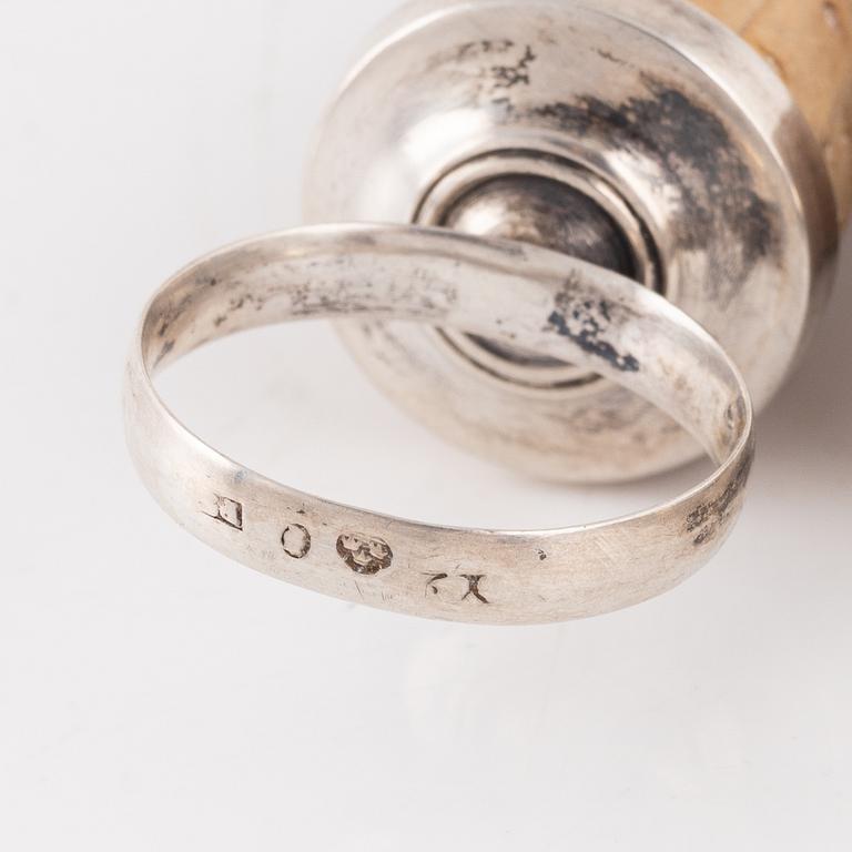 Three Swedish Silver Bottle Stoppers, mark of  Pehr Zethelius, Stockholm 1805.