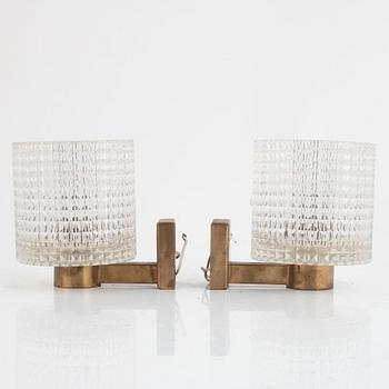 Carl Fagerlund, vägglampor, ett par, Orrefors, 1960-tal.