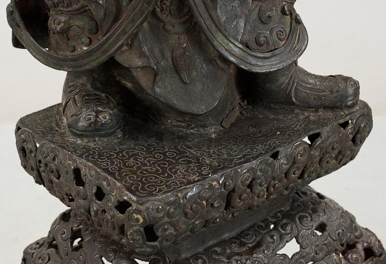 A massive Japanese bronze figure of a deity, 19th Century.