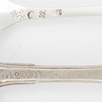 11 Swedish Silver Forks, Sweden 18th century.