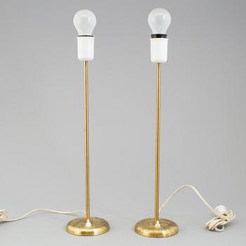 A pair of late 20th century brass table lights.