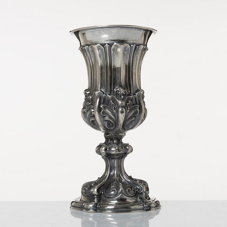 A silver goblet, possibly German, 19th Century.
