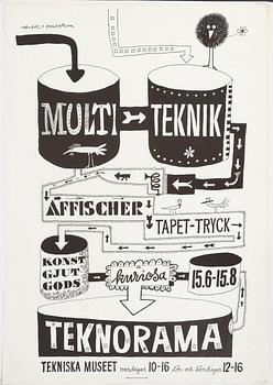 Olle Eksell & Rolf Gerlofson, poster, 'Teknorama Tekniska Museet', Esselte AB, Stockholm, 1967.