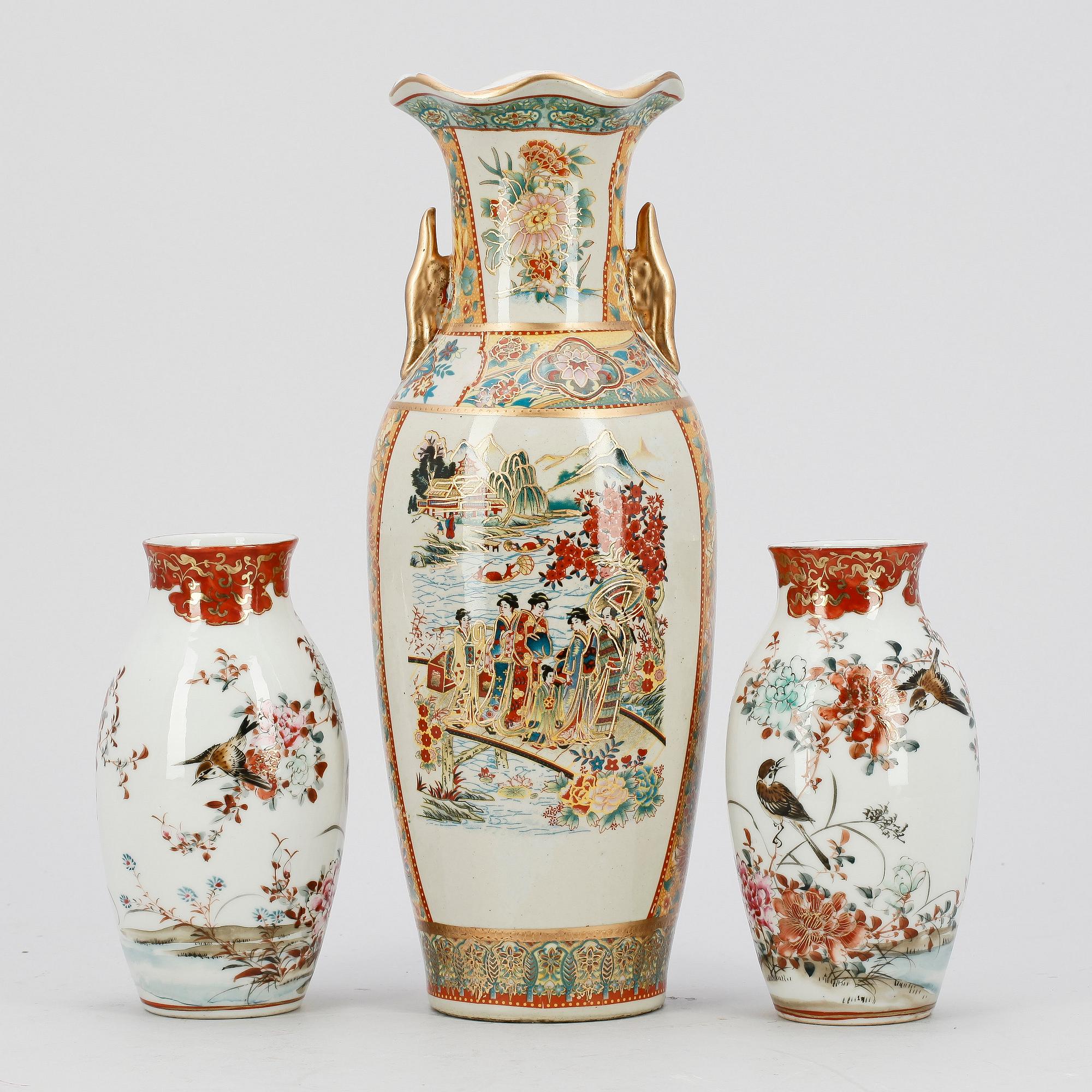 VASER, 3 st, porslin, Japan, 1900-tal.