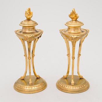 A PIR OF CANDLESTICKS/CASOLETTES, Russia 1820-30s.