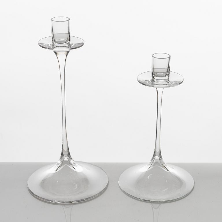 Nils Landberg, ljusstakar, 5 st, glas, Orrefors.