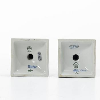 Candlesticks, a pair, porcelain. Royal Copenhagen, “Blue Fluted”, Denmark, 20th century.