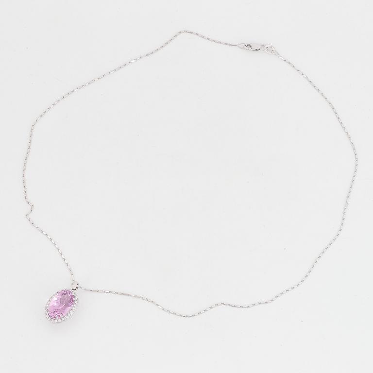 Kunzite and brilliant-cut diamond necklace.