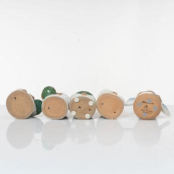 Lisa Larson, a set of five stoneware figurines, including from the series 'Adventsbarn', Gustavsberg.
