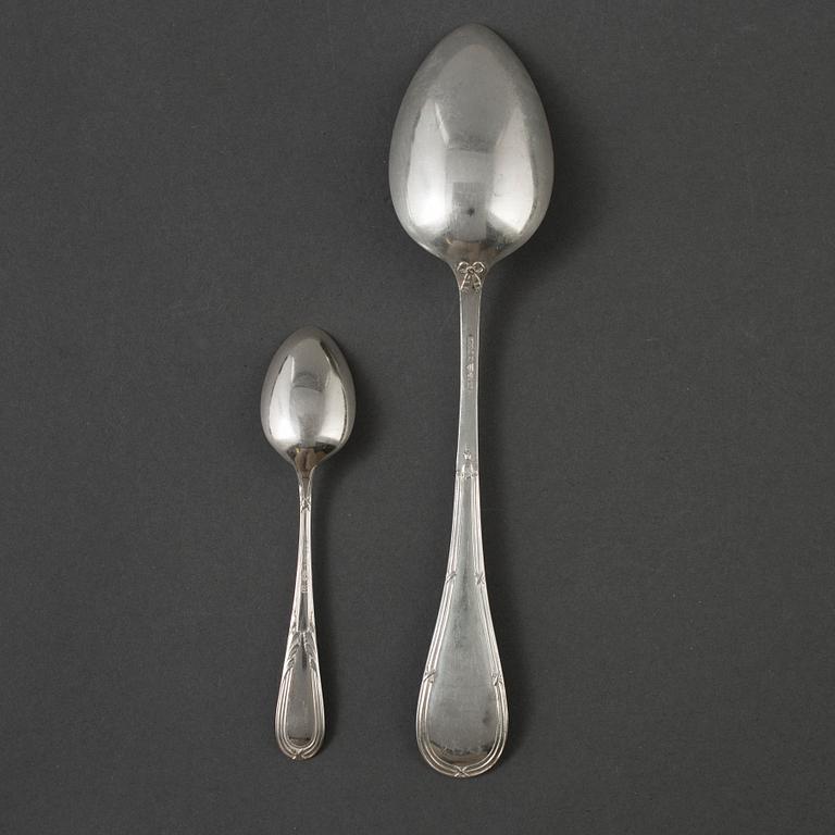 KAFFE-OCH DESSERTSKEDAR, silver, AG Dufva, Stockholm, 1924.  Totalvikt 530 gram.