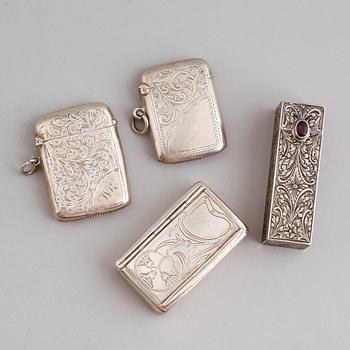 DOSOR, 4 st, silver, 1900-tal. Total vikt ca 123 gram.