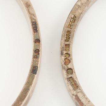 Lars Arby, five arm rings, sterling silver, Gothenburg 1963, 1967 and 1969.