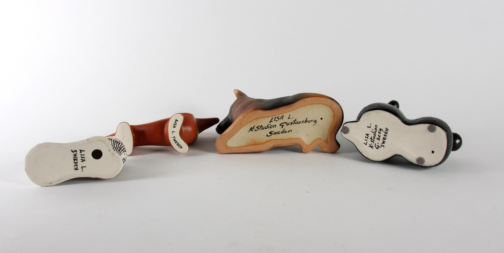 FIGURINER, 4 st, stengods, Lisa Larson, Gustavsberg, sign.