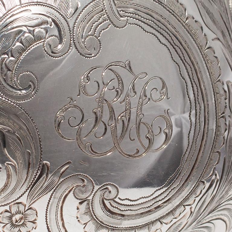 KAFFESERVIS, 3 delar, silver, Auran Kultasepät, Åbo 1915-1916. Tot. vikt ca 1290 g.