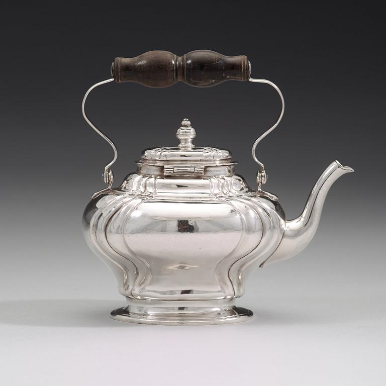 A Swedish mid 18th century  silver tea-pot, mark of Petter Lund, Stockholm 1750.