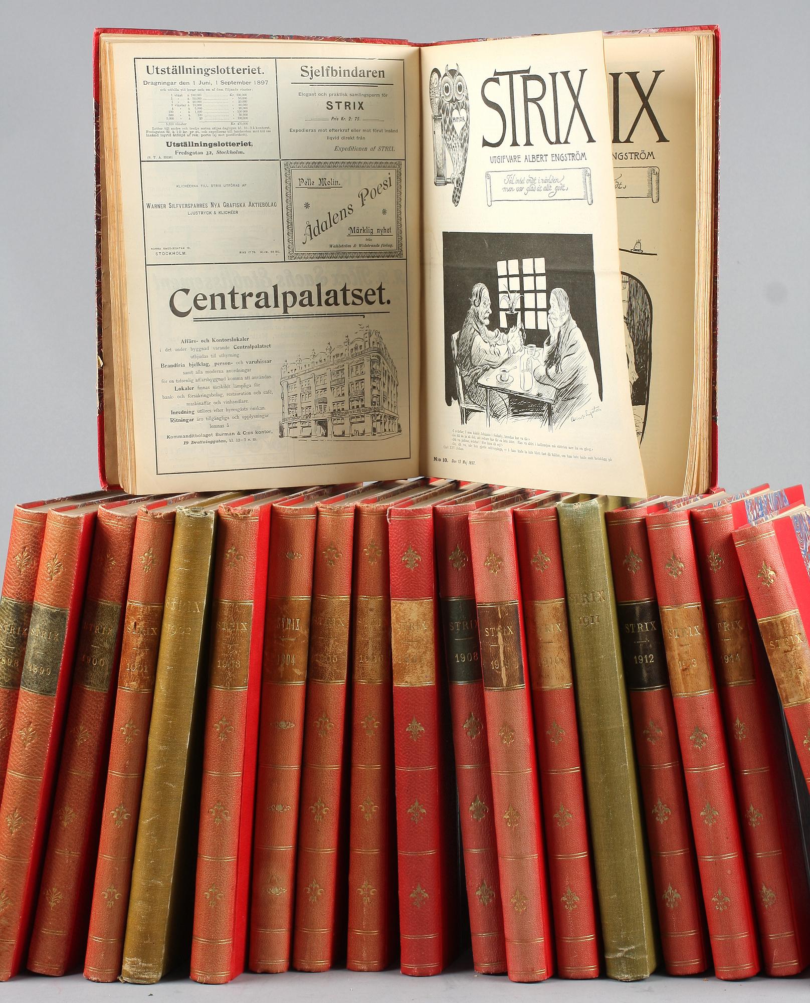 PARTI BÖCKER, 19 delar, "Söndagsnisse Strix" År 1897-1915.