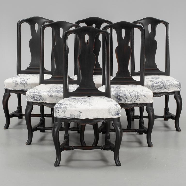 STOLAR, 6 st, senbarockstil, 1900-talets andra hälft.