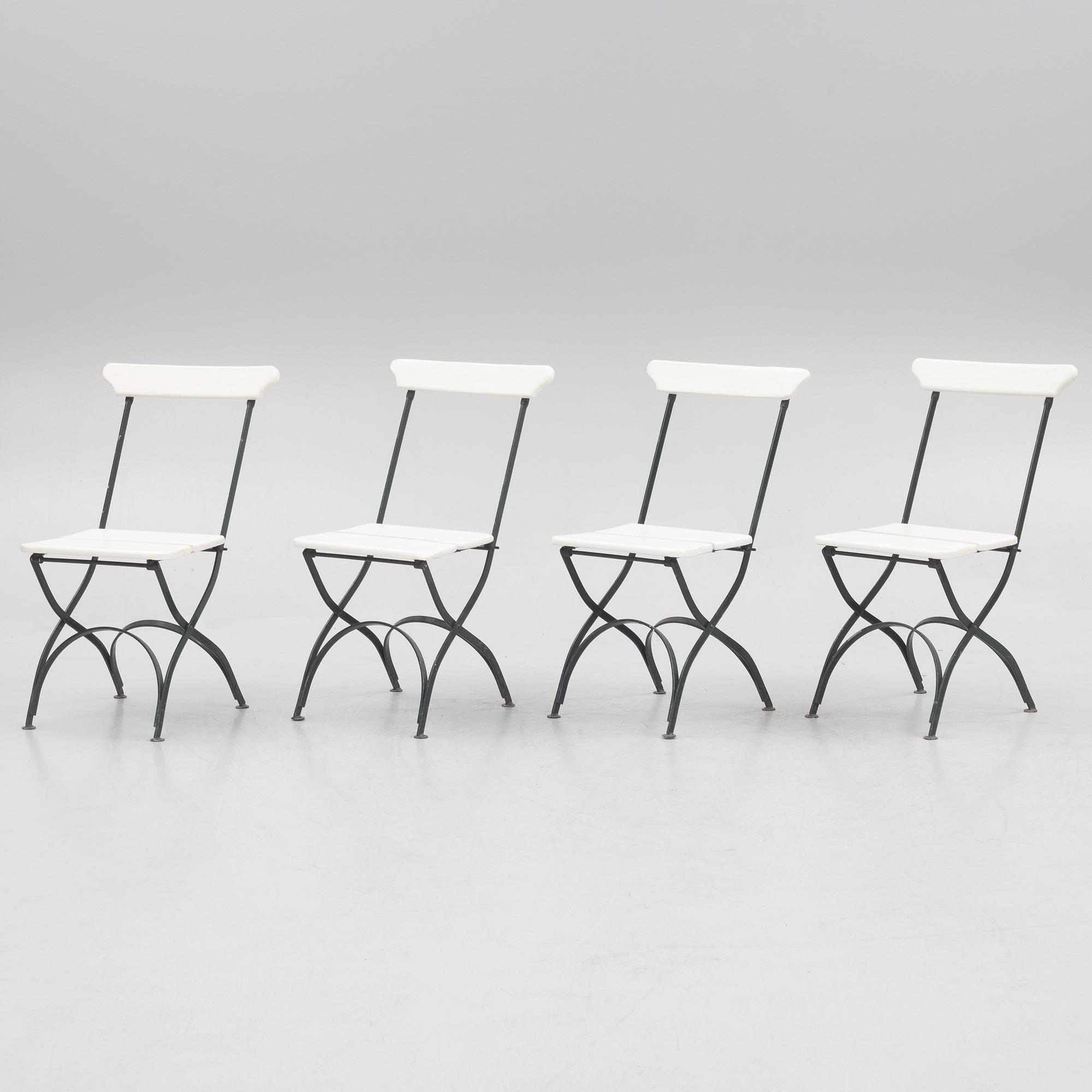 Four foldable garden chairs, 20th century.