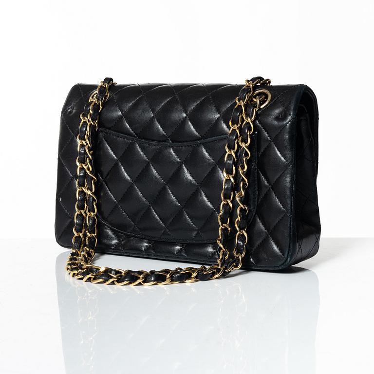 Chanel, A black leather 'Double Flap Bag Small'.