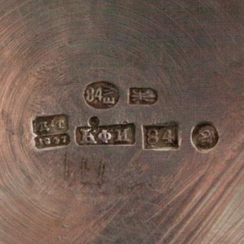 GRÄDDSNÄCKA, silver, kontrollmästarstämpel Dimitry Ilyich Tverskoy, S:t Petersburg 1847. Vikt ca 348,8 g.
