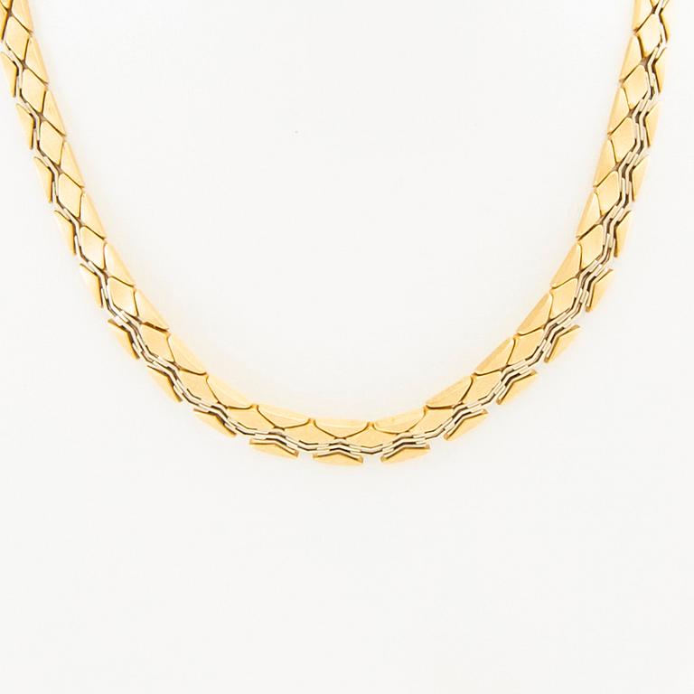 Necklace, 18K two-tone gold fantasy link.