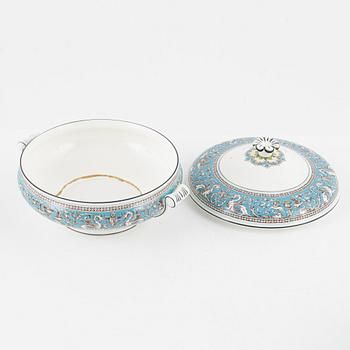 A 57-pieces "Florentine Turquoise", bone china service, Wedgewood, England, late 20th century.