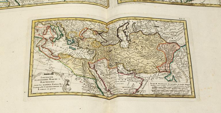 ATLAS, Homann Heir's (vol III) Nürnberg, efter Hasius, 1700-tal., "Historiae universalis politicae ....".