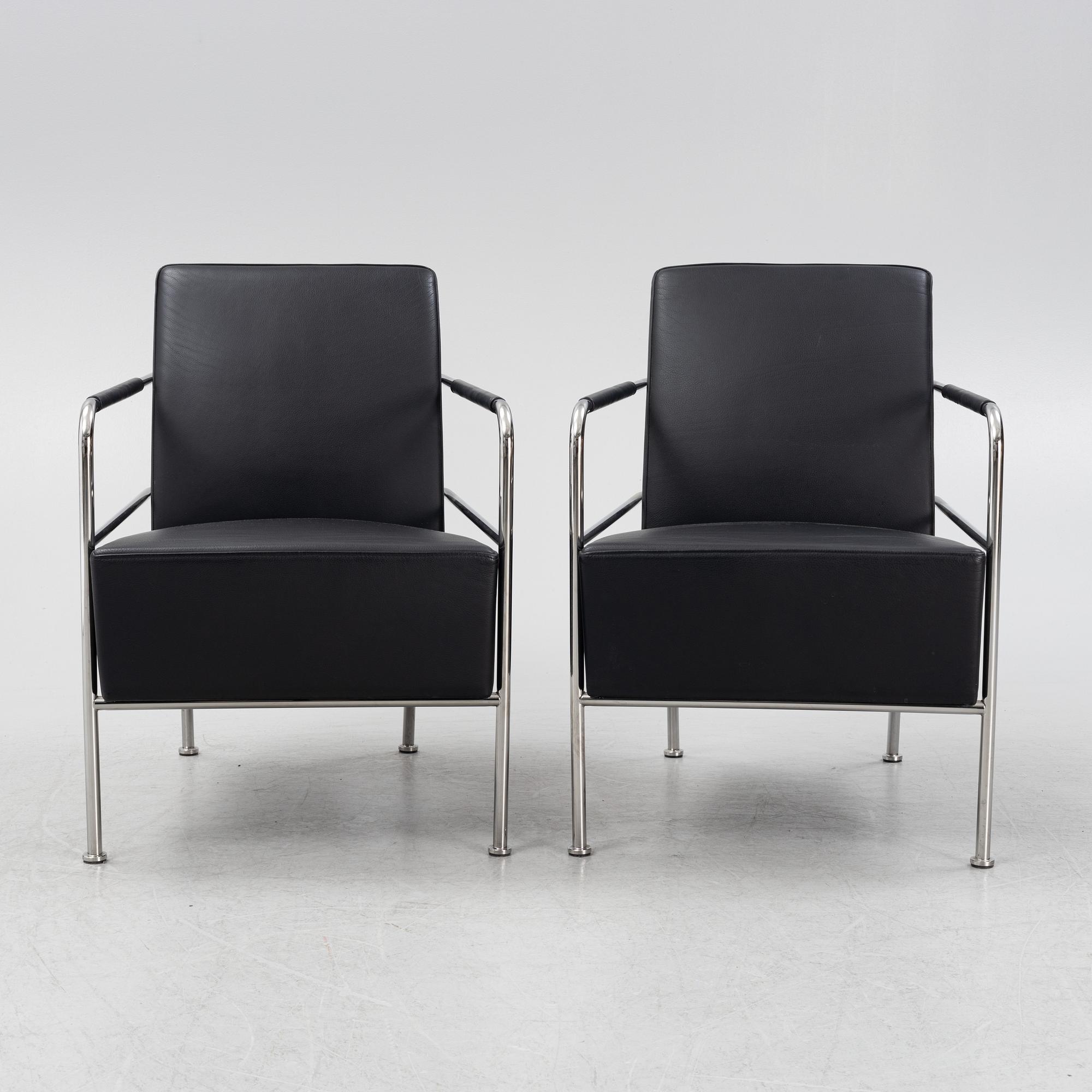 Gunilla Allard, a pair of leather upholstered 'Cinema' easy chairs, Lammhults.