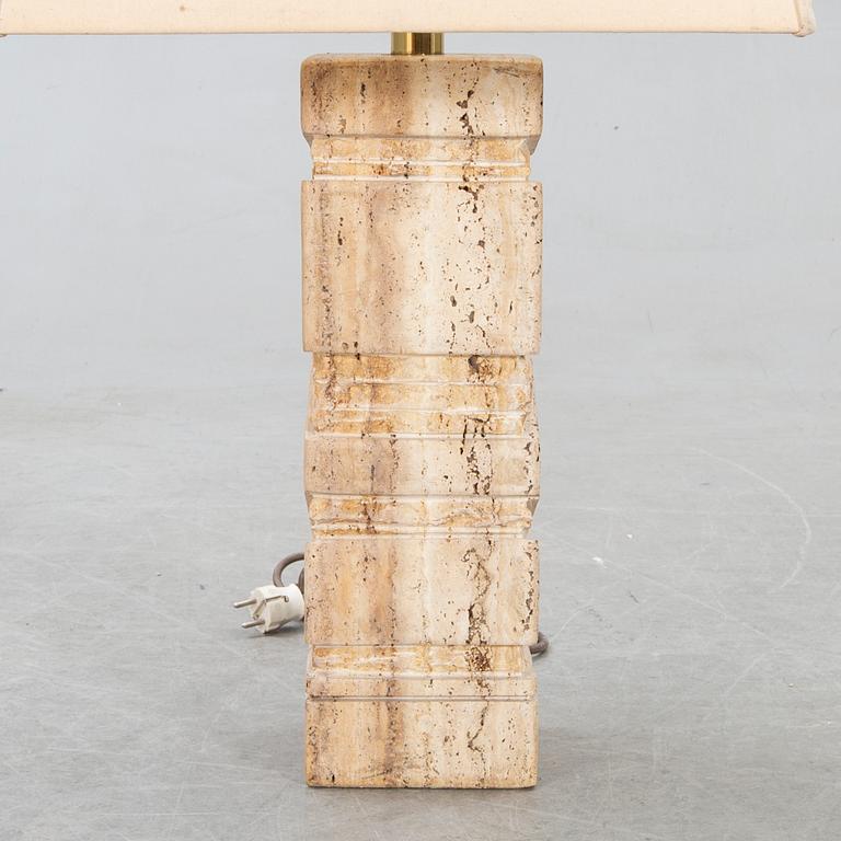 A 1970s travertine table lamp.