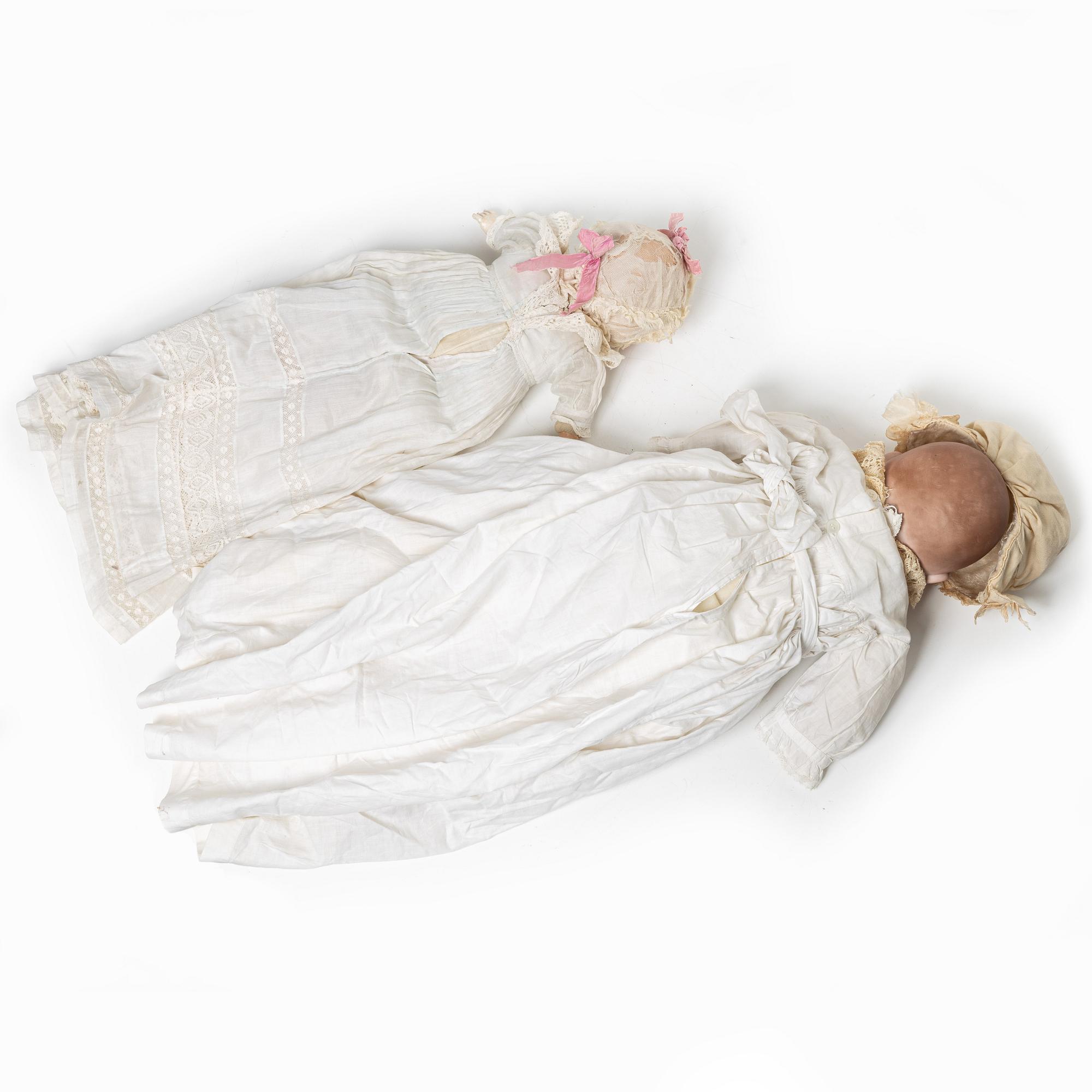 Baby dolls, 2 pcs, Germany 1920s, manufacturers Grace S Putnam and Louis Amberg.