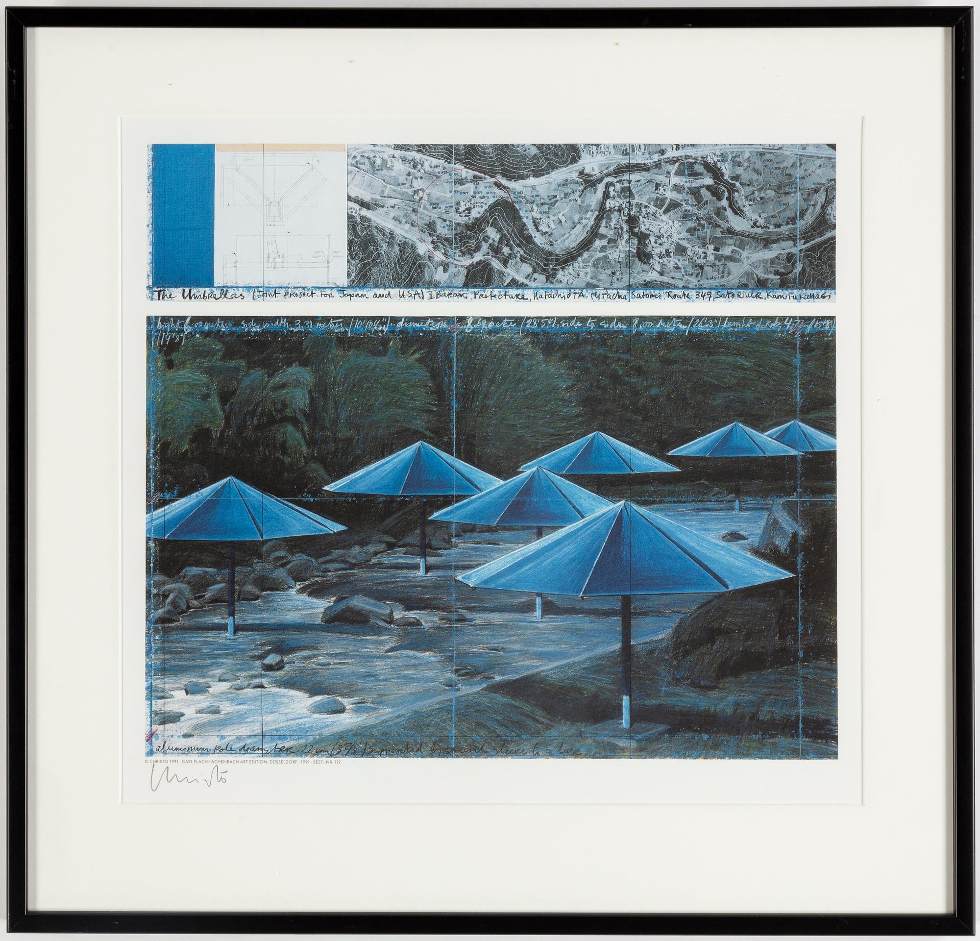 Christo & Jeanne-Claude, färgoffset, diptyk, 1991, signerade.