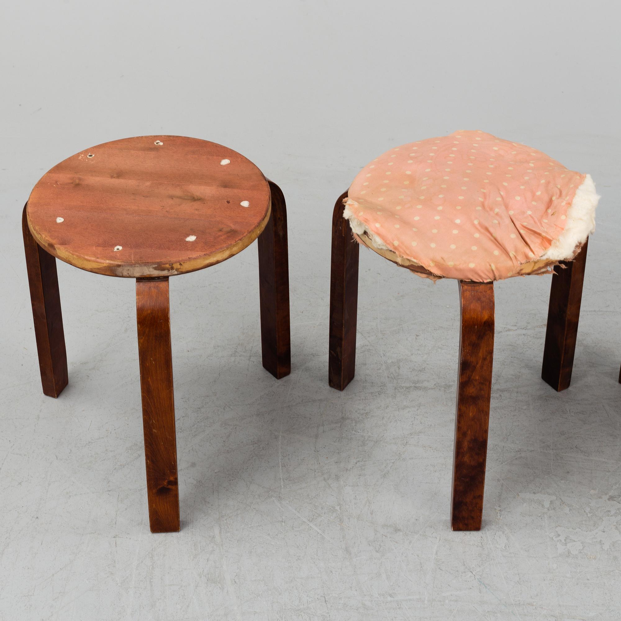 ALVAR AALTO, four stools, Artek, Finland, 1930/40-tal.