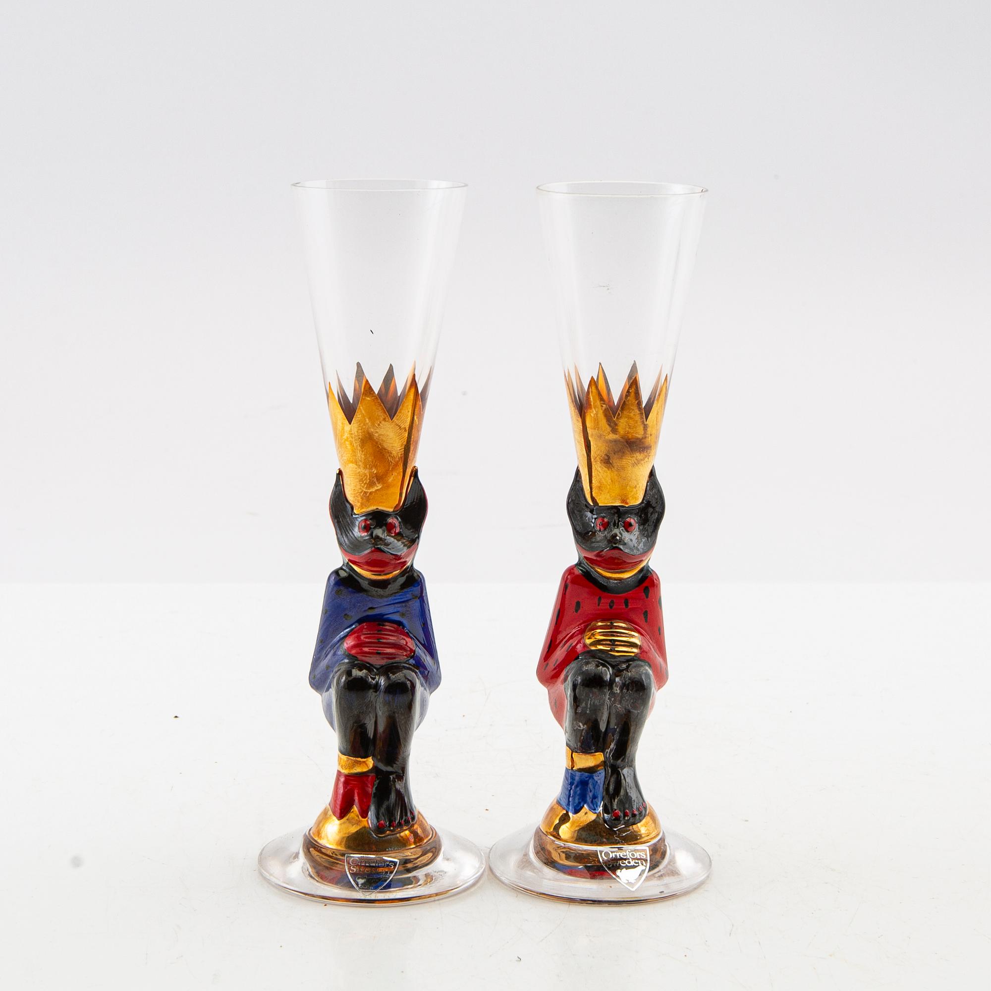 Gunnar Cyrén, snapsglas 8 st"Nobel" Orrefors signerade.