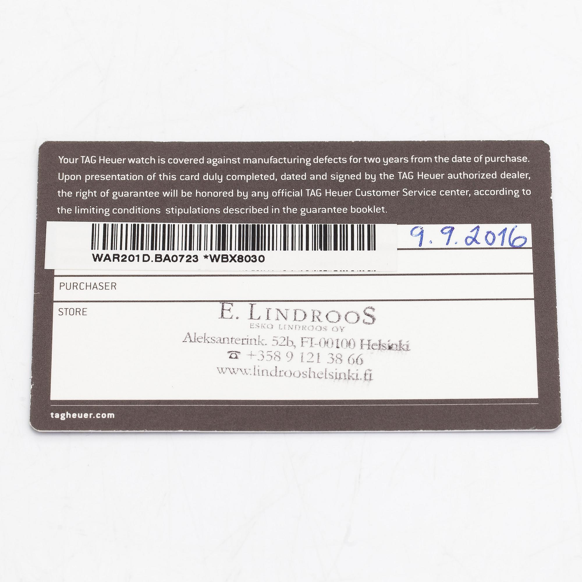 Tag Heuer, Carrera, Calibre 5, armbandsur, 41 mm.