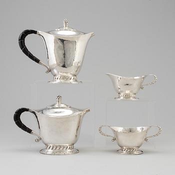 STEN DRAKENBERG, a four-piece silver tea and coffee set from Stockholm, 1924.