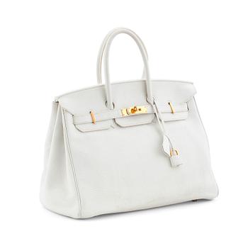 HERMÈS, a Tourillon clemence white handbag, "Birkin 35".