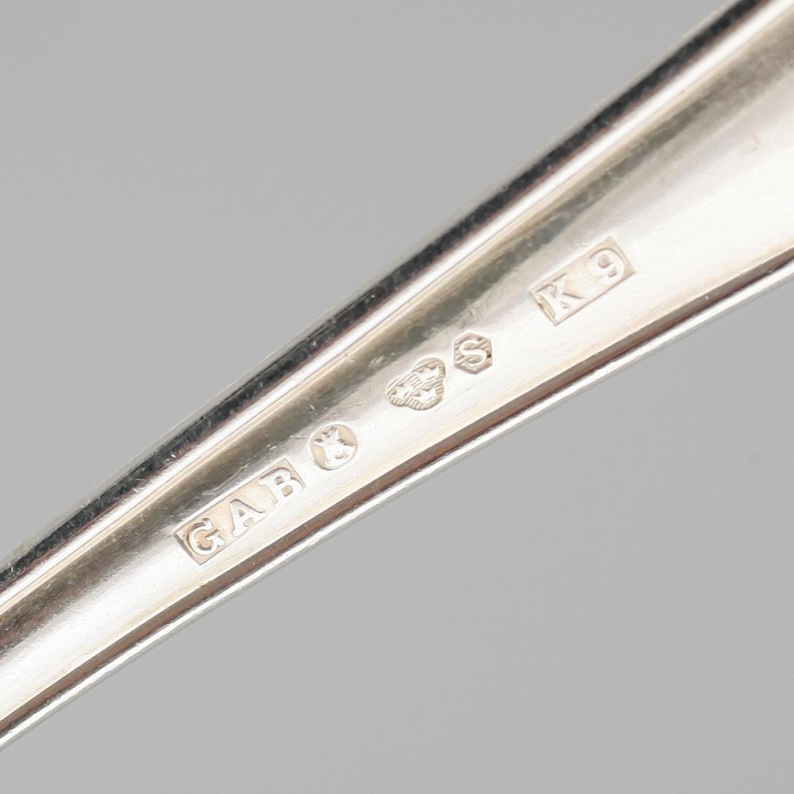 BESTICK, silver, 54 delar, "Vasa", GAB, Stockholm 1960-tal. Vikt med stålblad  ca 1990 g.