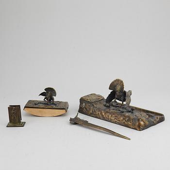 A three piece desk set, circa 1900.