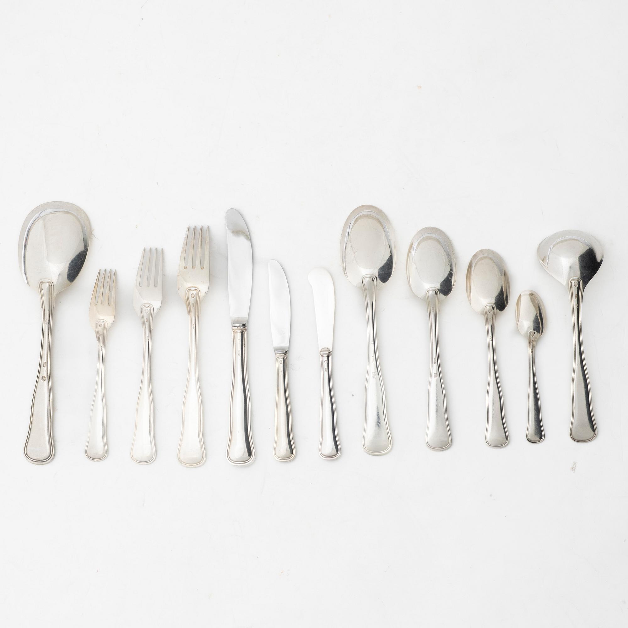 A Danish silver cutlery set, model 'Old Danish', Cohr, Swedish import mark (101 pieces).